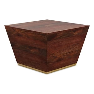 Abba SOLID MANGO WOOD 28 inch Wide Square Modern Coffee Table in Cognac Brown