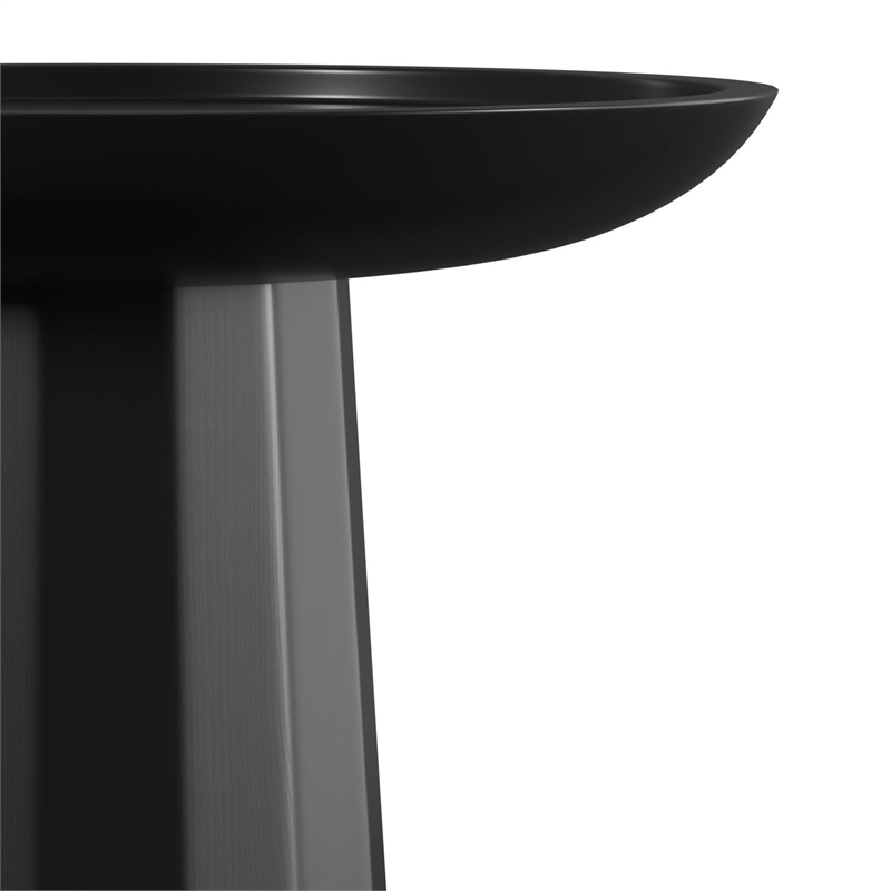 Dayton SOLID WOOD 13 inch Wide Round Contemporary Wooden Accent Table in Black