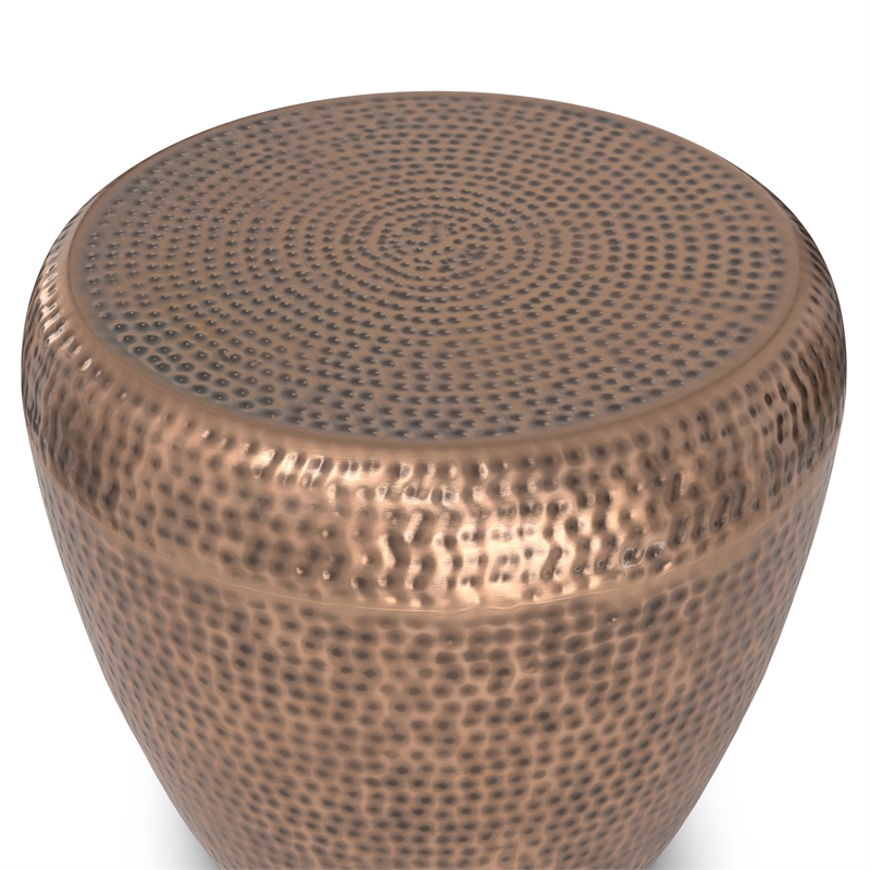 Preston Modern Industrial 22 inch Wide Metal Metal Side Table in Antique Copper
