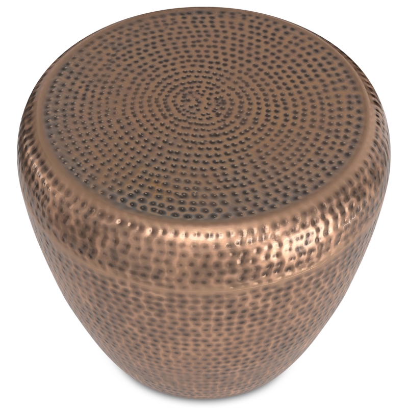 Preston Modern Industrial 22 inch Wide Metal Metal Side Table in Antique Copper