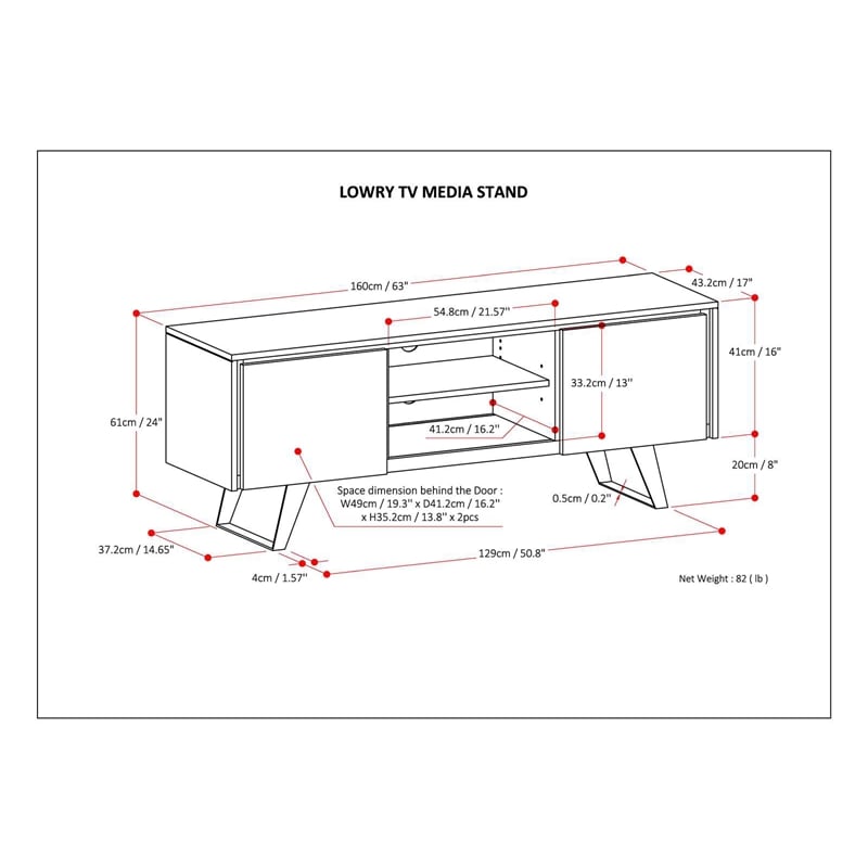Lowry  63 inch Wide Industrial TV Media Stand in White For TVs up to 70 inches