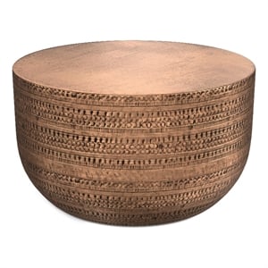 Johnsen 29.5&quot Wide Boho Metal Coffee Table in Antique Copper Iron & Assembled