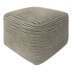 Eastmont Boho Square Pouf in Cream Polystyrene Filling