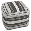 Sommer Boho Square Pouf in Natural and Taupe Gray Handloom Woven Pattern