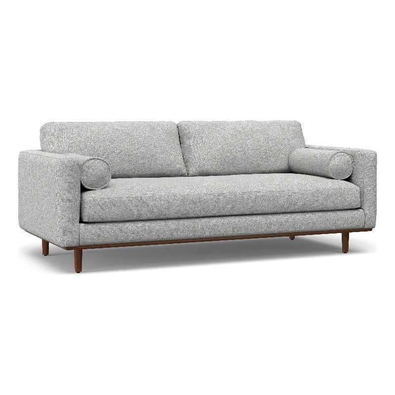 Morrison Mid-Century Modern 89 inch Wide Sofa in Mist Gray Woven-Blend Fabric