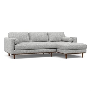 Morrison Mid Century Right Sectional 102&quotWD Sofa in Mist Gray Woven-Blend Fabric