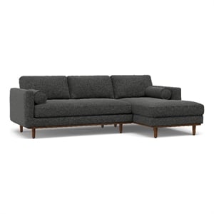 Morrison Right Sectional 102&quot WD Sofa in Charcoal Gray Woven-Blend Fabric