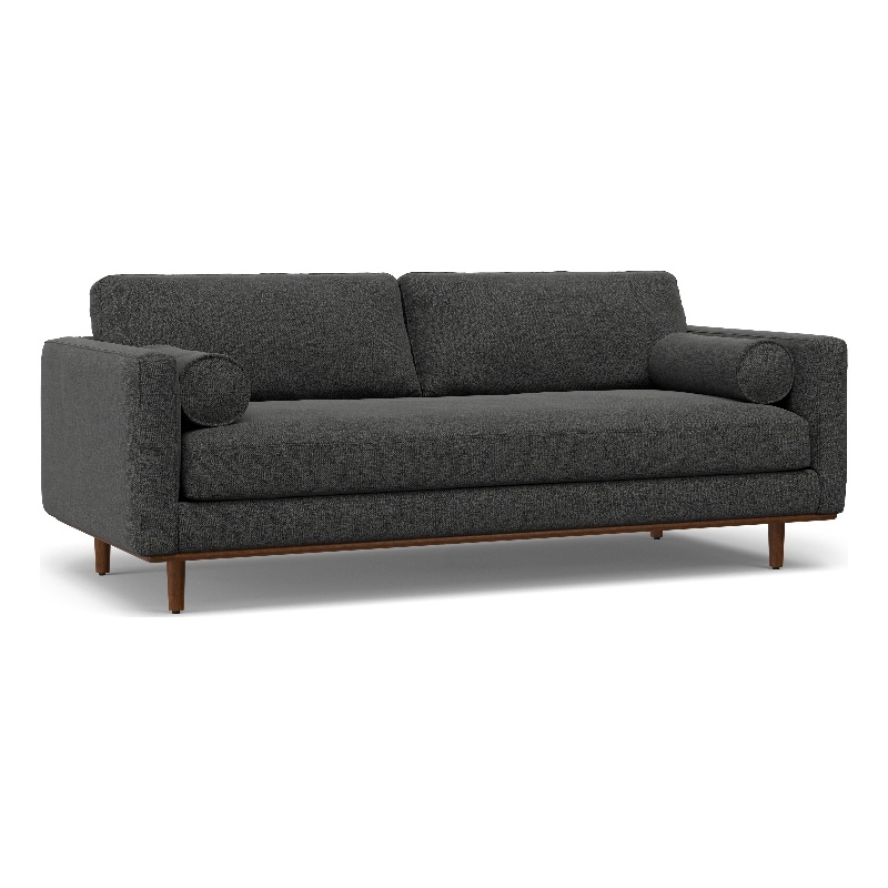 Morrison Modern 89 inch Wide Sofa in Charcoal Gray Woven-Blend Fabric