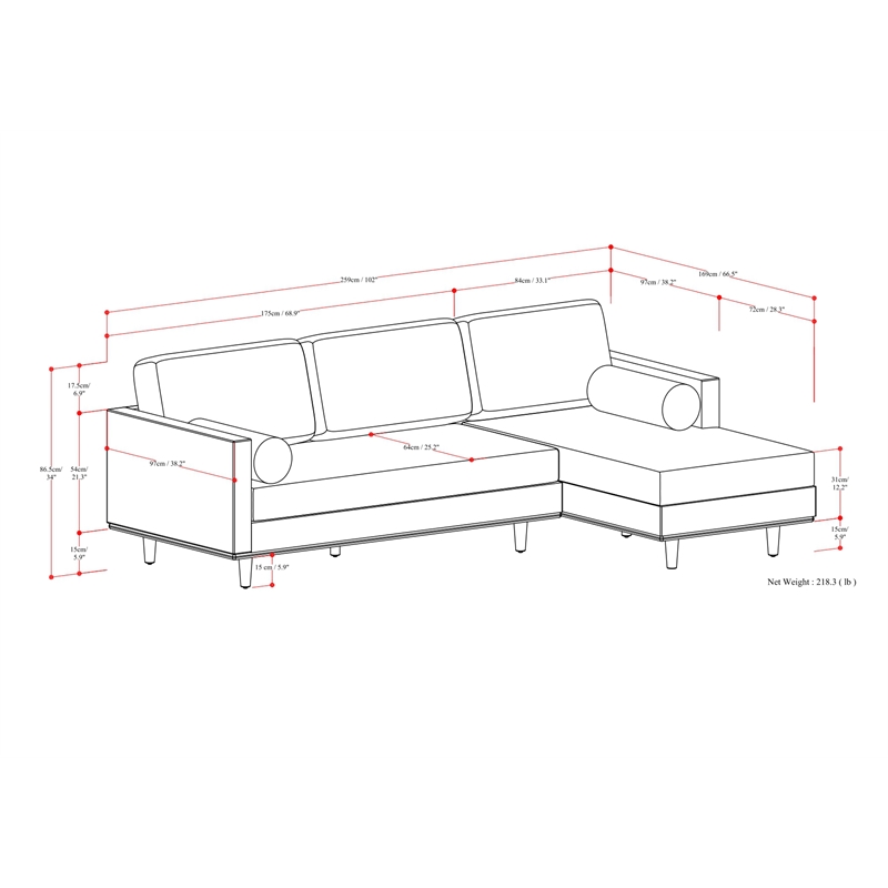 Morrison Mid Century Sectional 102