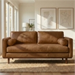 Morrison 72 inch Wide Modern Sofa in Caramel Brown Top Grain Genuine Leather