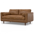 Morrison 72 inch Wide Modern Sofa in Caramel Brown Top Grain Genuine Leather