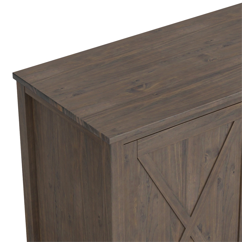 Ela SOLID WOOD 60 inch Wide Transitional Wide Storage Cabinet in Smoky Brown