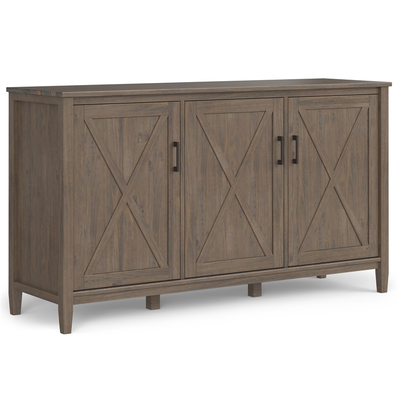 Ela SOLID WOOD 60 inch Wide Transitional Wide Storage Cabinet in Smoky Brown