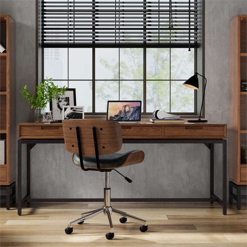 Banting SOLID WOOD Industrial 72 inch Wide Wide Desk in Walnut