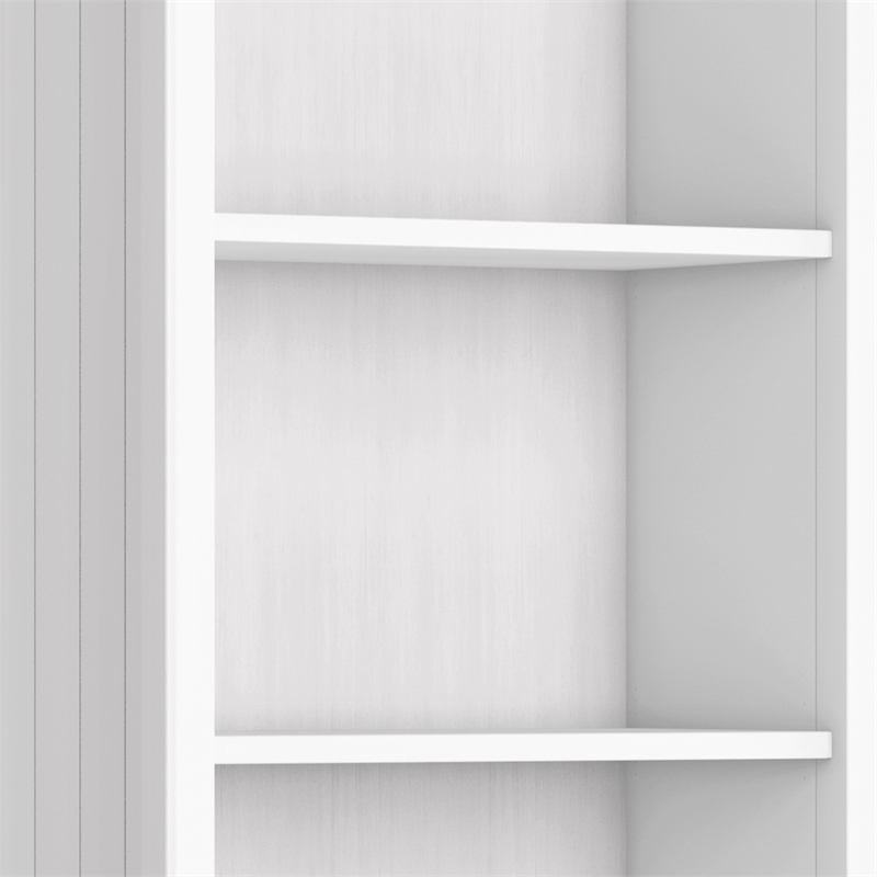 Acadian SOLID WOOD 72 inch x 26 inch Transitional 5 Shelf Bookcase in White