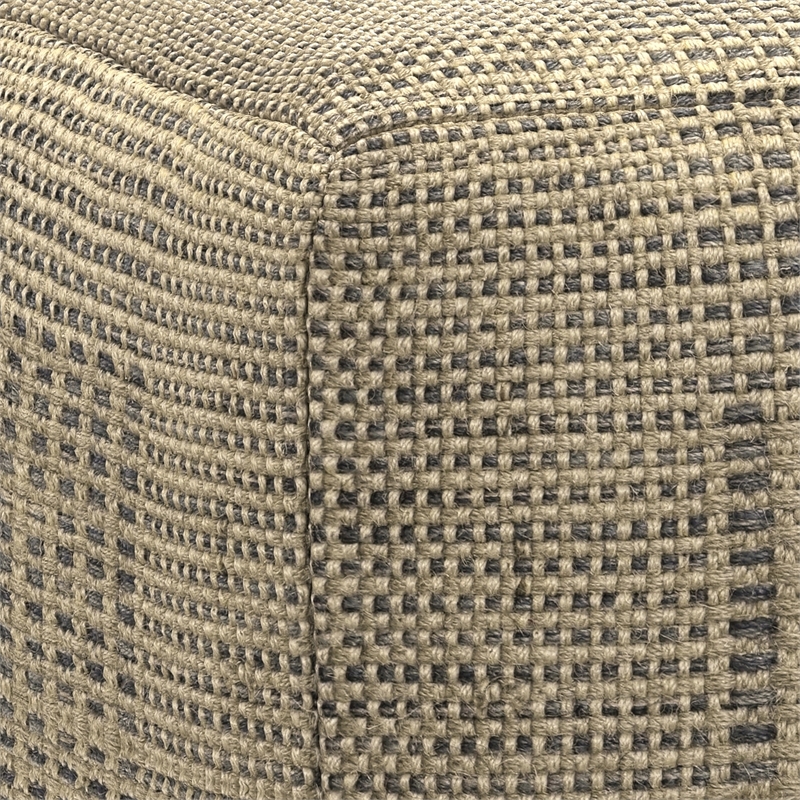 Delilah Contemporary Square Square Woven Pouf in Natural