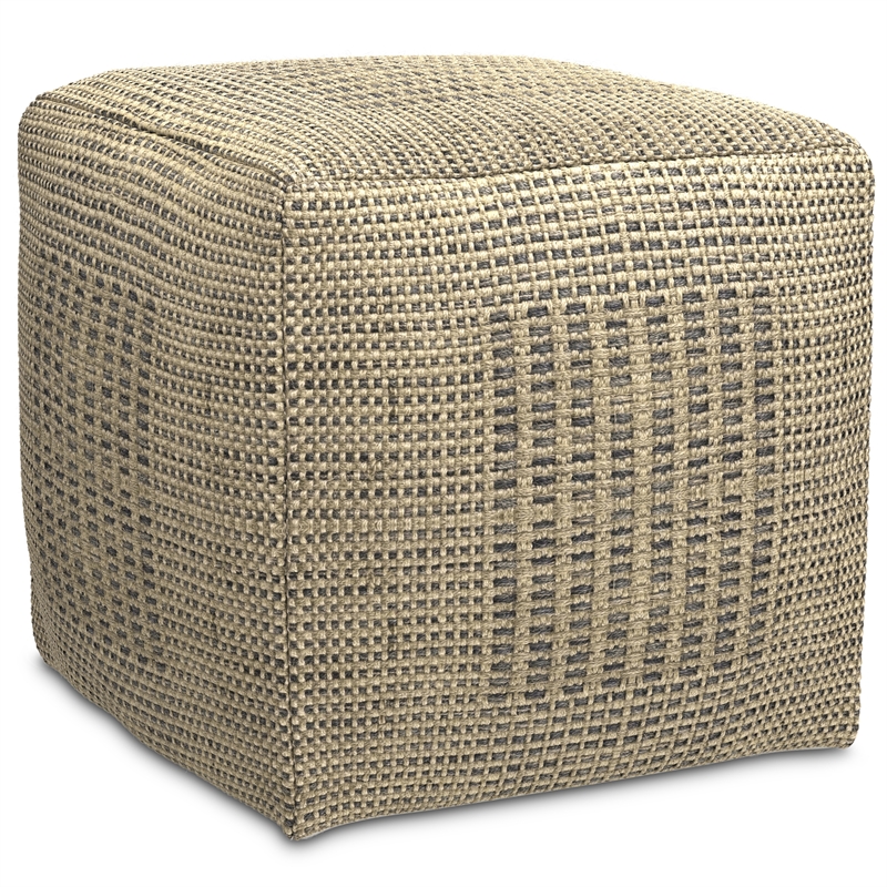 Delilah Contemporary Square Square Woven Pouf in Natural