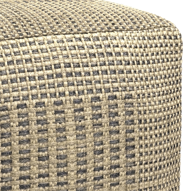 Delilah Contemporary Square Square Woven Pouf in Natural