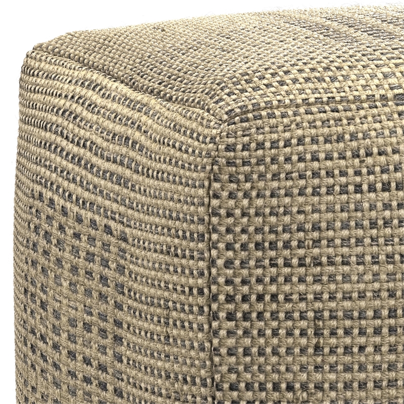 Delilah Contemporary Square Square Woven Pouf in Natural