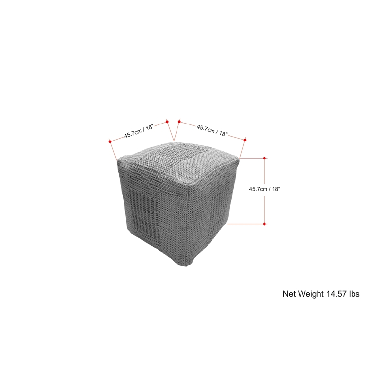 Delilah Contemporary Square Square Woven Pouf in Natural