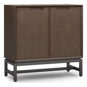 Banting HARDWOOD 32&quot Wide Modern Industrial Low Storage Cabinet in Walnut Brown