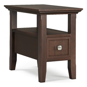Acadian 14&quot WD Solid Wood Narrow Side Table with Drawer in Brunette Brown