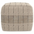 Elmer Contemporary Square Square Woven Pouf in Natural/Gray