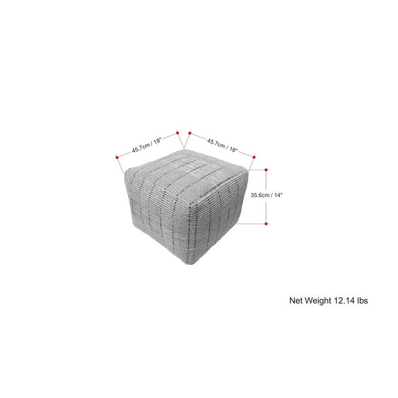 Elmer Contemporary Square Square Woven Pouf in Natural/Gray