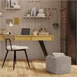 Elmer Contemporary Square Square Woven Pouf in Natural/Gray