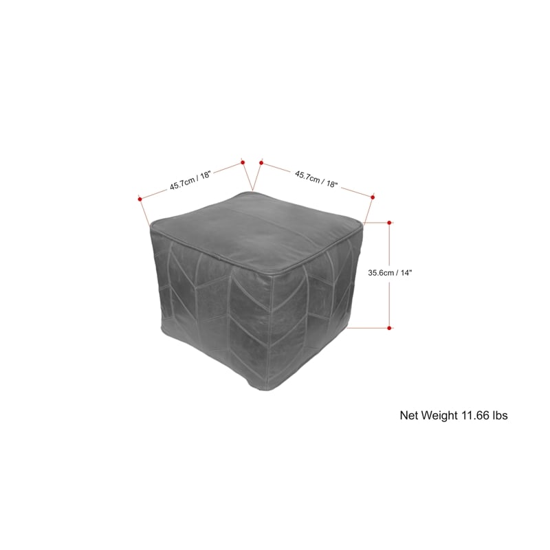 Morden Contemporary Square Pouf in Brown Genuine Leather