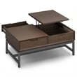Banting 48 inch Wide Solid Wood Modern Industrial Lift Top Coffee Table in Walnut Brown