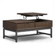 Banting 48 inch Wide Solid Wood Modern Industrial Lift Top Coffee Table in Walnut Brown