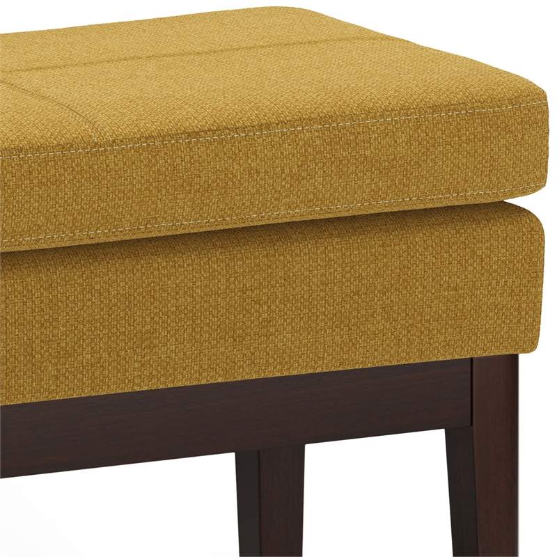 Carlson 27 inch Wide Mid Century Small Ottoman Bench in Marigold Woven Fabric