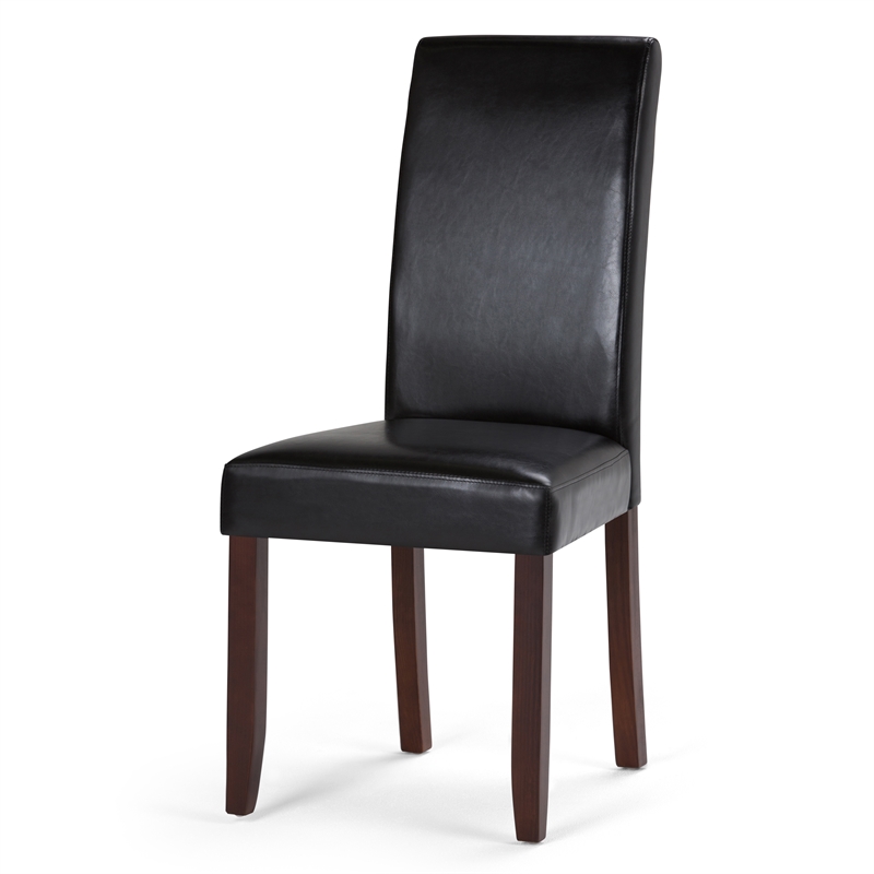 Simpli Home Acadian 5-Piece Dining Set in Black Wood & Faux Leather