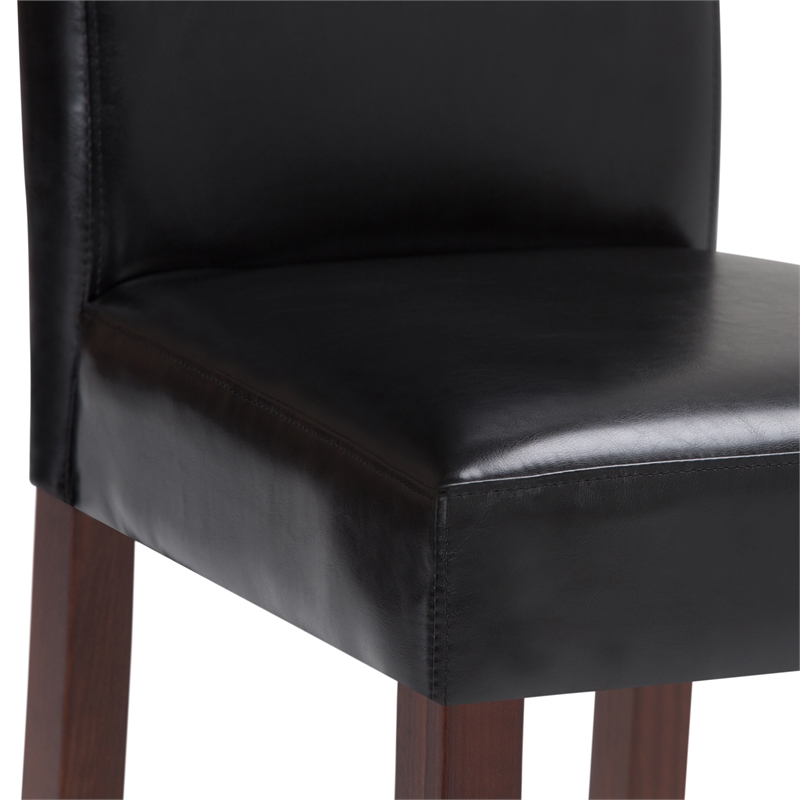 Simpli Home Acadian 5-Piece Dining Set in Black Wood & Faux Leather