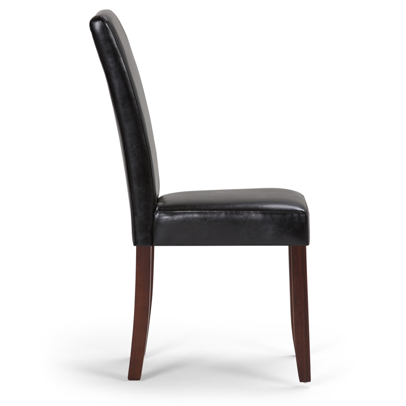 Simpli Home Acadian 5-Piece Dining Set in Black Wood & Faux Leather