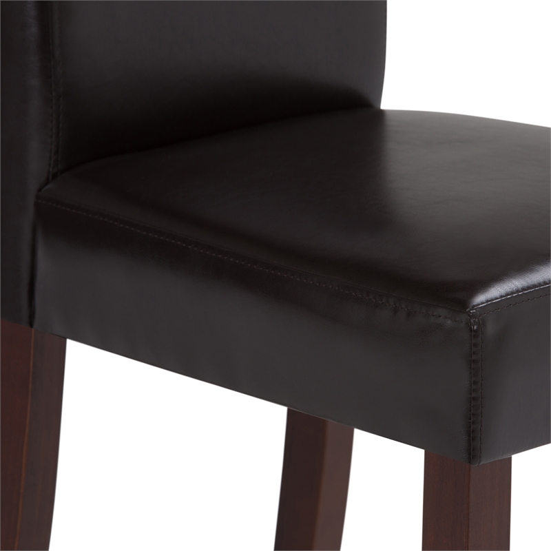Simpli Home Acadian/Draper 7-Piece Faux Leather & Wood Dining Set in Brown