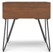 Simpli Home Hunter Square Wood End Table with Hairpin Legs in Walnut Brown