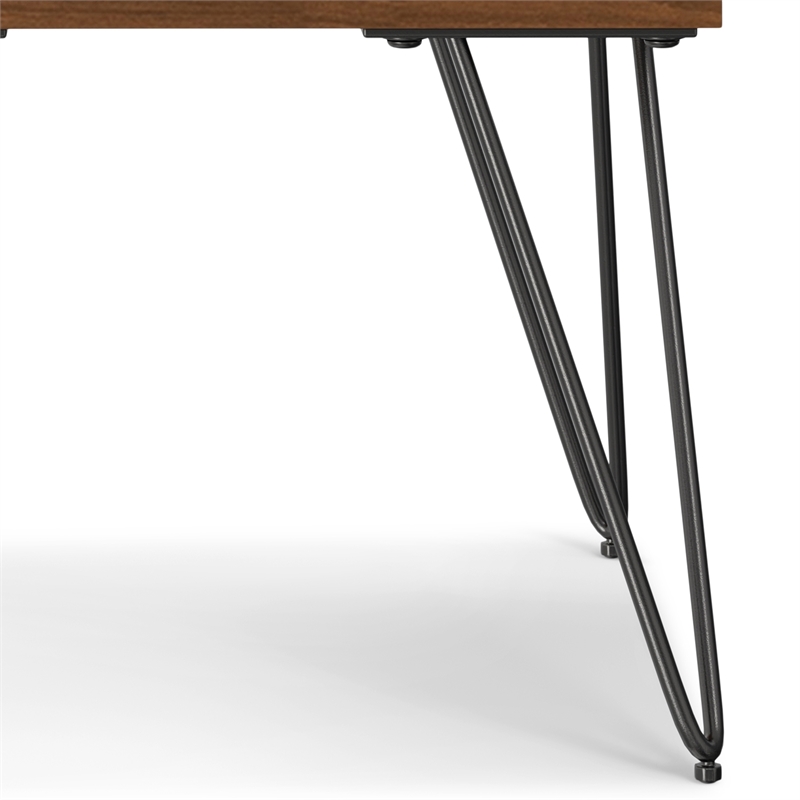 Simpli Home Hunter Square Wood End Table with Hairpin Legs in Walnut Brown
