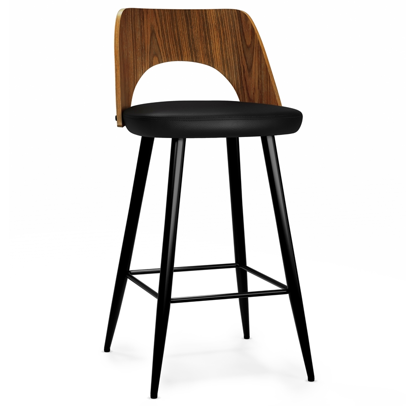 Micah 25 inch Seat Height Contemporary Counter Height Stool in Black PU Leather (Set of 2)