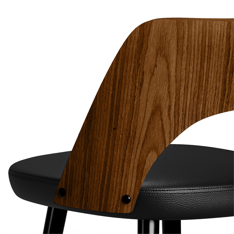 Micah 25 inch Seat Height Contemporary Counter Height Stool in Black PU Leather (Set of 2)