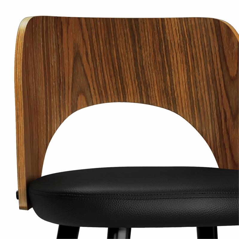 Micah 25 inch Seat Height Contemporary Counter Height Stool in Black PU Leather (Set of 2)