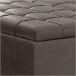 Simpli Home Harrison Square Transitional Faux Leather Storage Ottoman in Brown