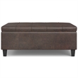 Simpli Home Harrison Square Transitional Faux Leather Storage Ottoman in Brown