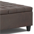 Simpli Home Harrison Square Transitional Faux Leather Storage Ottoman in Brown