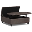 Simpli Home Harrison Square Transitional Faux Leather Storage Ottoman in Brown