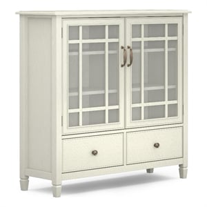 Simpli Home Connaught Solid Wood Storage Cabinet in Antique White