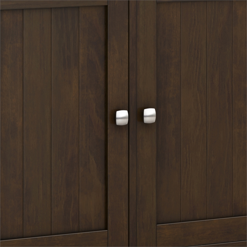 Simpli Home Acadian Solid Wood Entryway Storage Cabinet in Brunette Brown