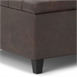 Simpli Home Harrison Square Vegan Faux Leather Storage Ottoman in Brown