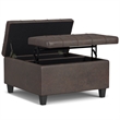 Simpli Home Harrison Square Vegan Faux Leather Storage Ottoman in Brown